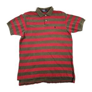Mens Vintage Polo Ralph Lauren Short Sleeve Polo Shirt Striped Made USA XL
